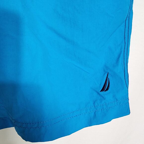 Nautica Men Swim Short Trunks Large Quick Dry Performance Blue Colorblock Pocket - Picture 5 of 9